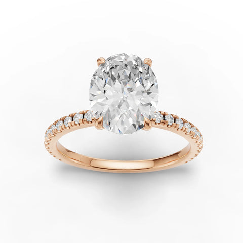 0.73 CT Oval Lab-Grown Diamond Ring with Pave Band