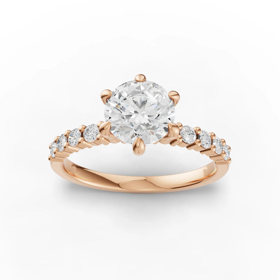 Lab-grown round solitaire ring yellow gold close-up