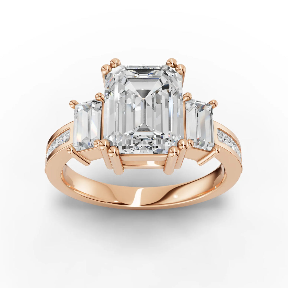 Emerald Cut Lab Diamond Ring · Tapered Step-Cut Sides