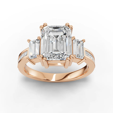 Emerald Cut Lab Diamond Ring · Tapered Step-Cut Sides