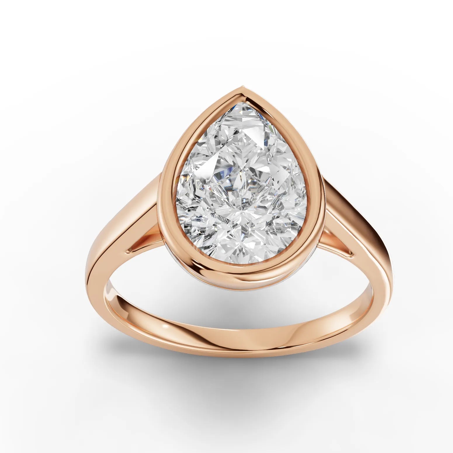Pear-cut bezel ring in rose gold