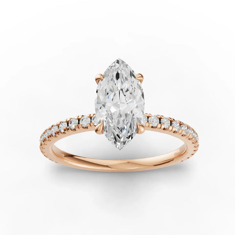 0.72 Ct Marquise Hidden Halo Pavé Ring