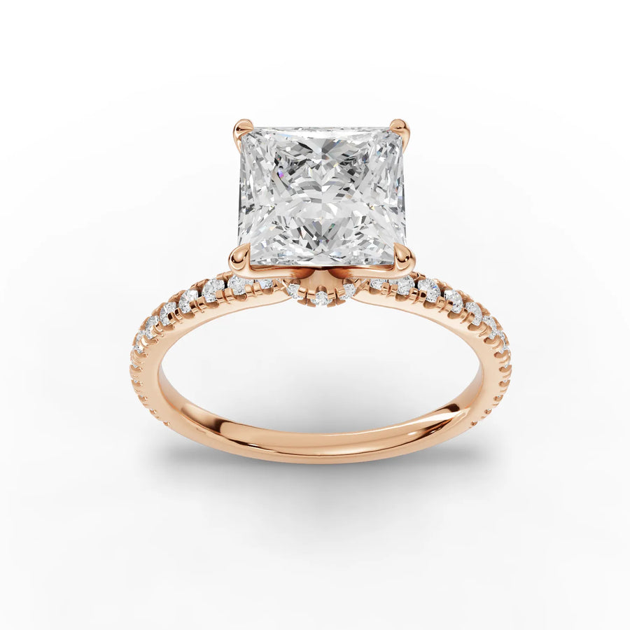 2.29 CT princess lab-grown diamond ring rose gold top view
