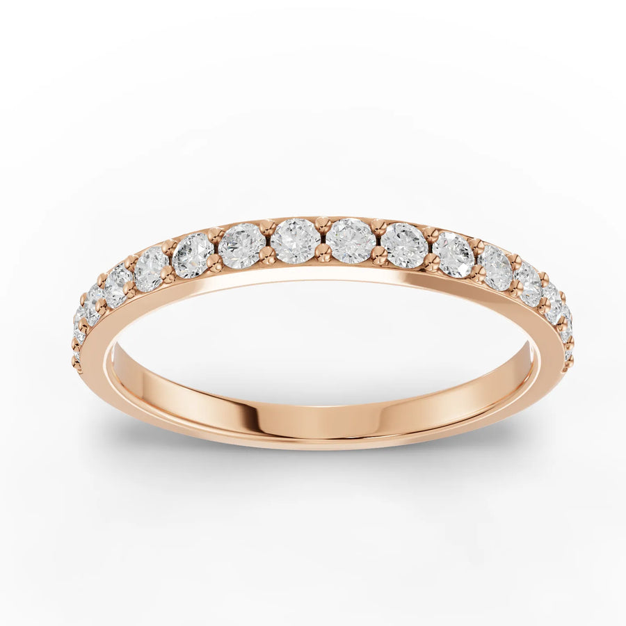 0.34 CT rose gold lab-grown diamond half eternity band top view