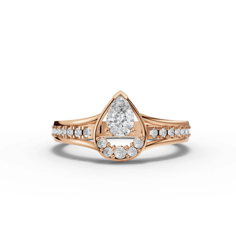 Pear-Cut Lab-Grown Diamond Teardrop Halo Ring