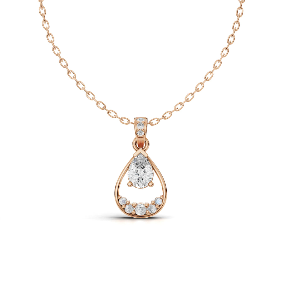 0.62 Ct Pear Lab Diamond Halo Pendant