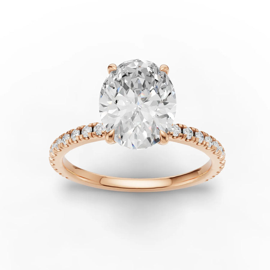 2.29 CT oval lab-grown diamond ring rose gold top view