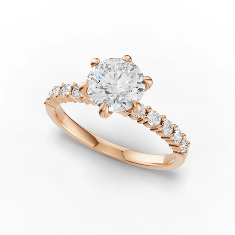 Round Cut Lab Diamond Solitaire Engagement Ring · Diamond Accent Band