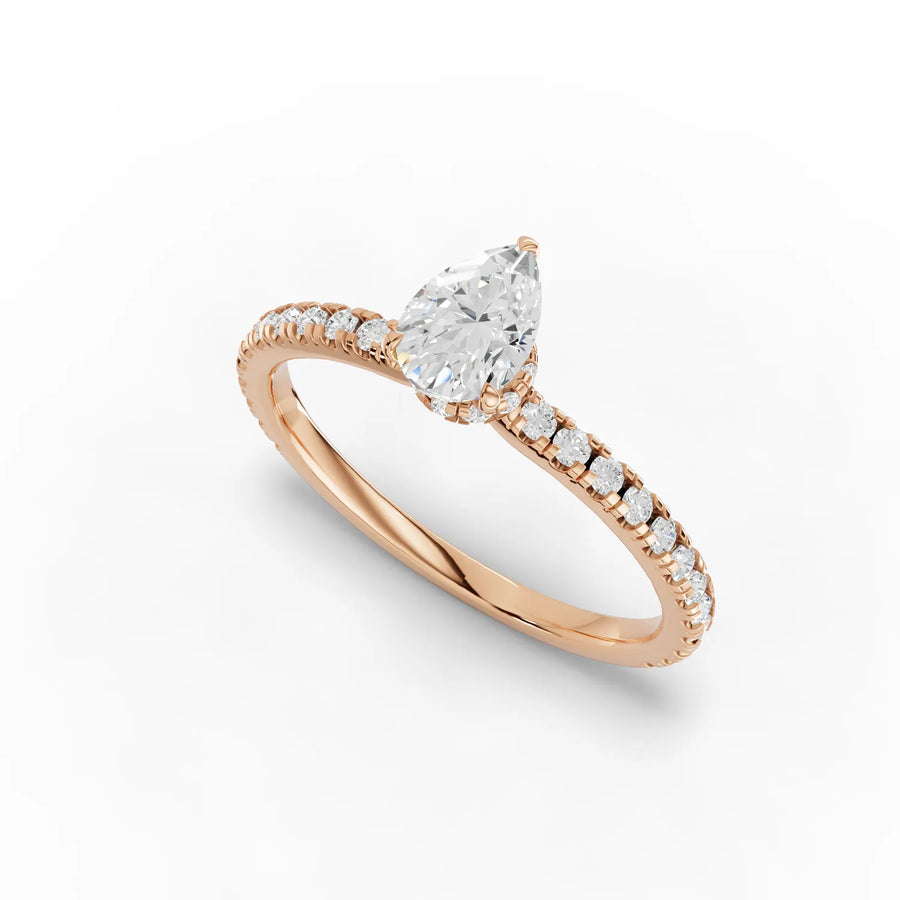0.72 Ct Pear Hidden Halo Pavé Ring