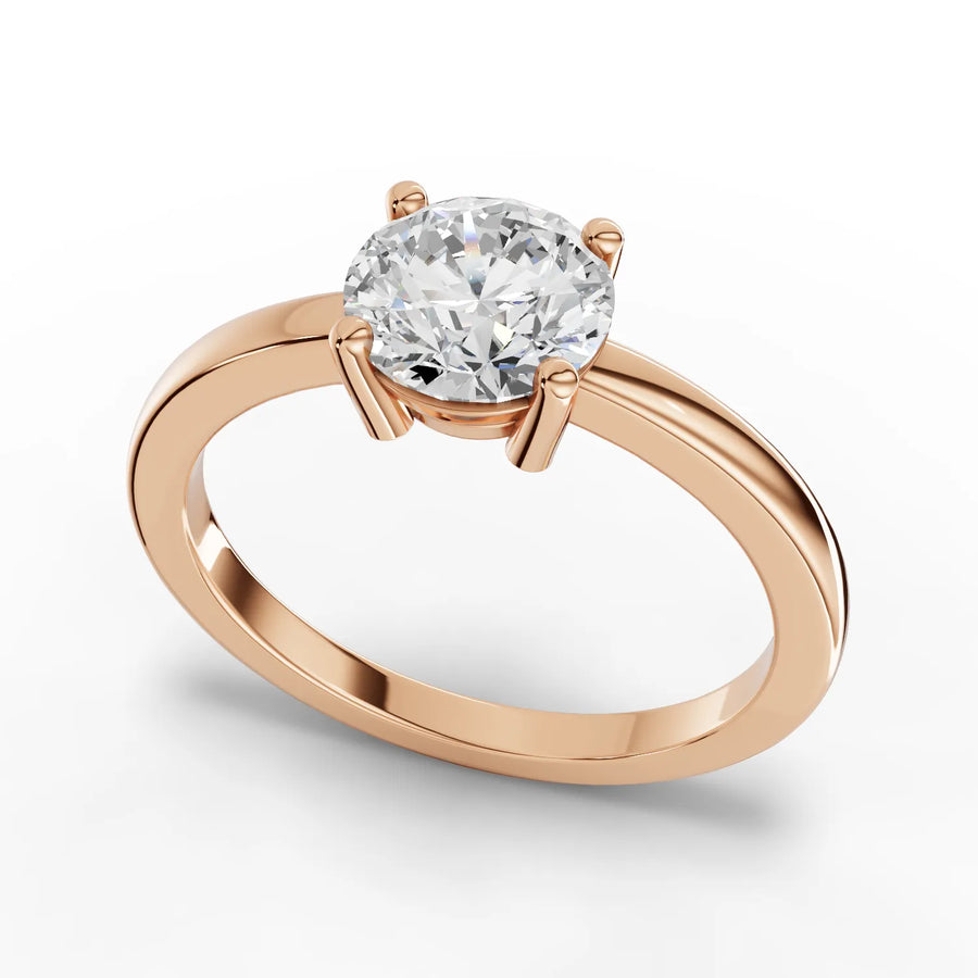 Round solitaire ring rose gold angle