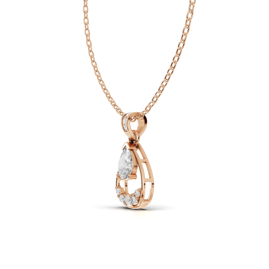 0.62 Ct Pear Lab Diamond Halo Pendant