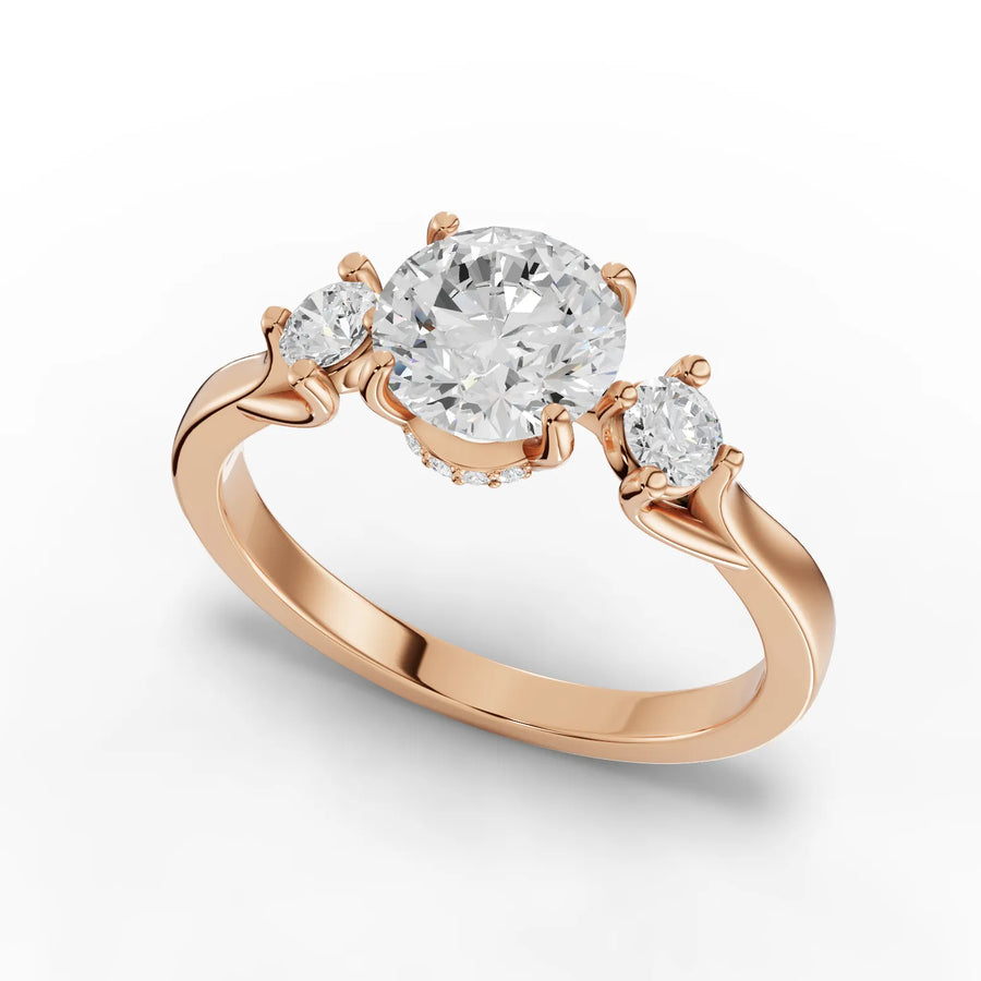 Rose gold prong alignment close-up