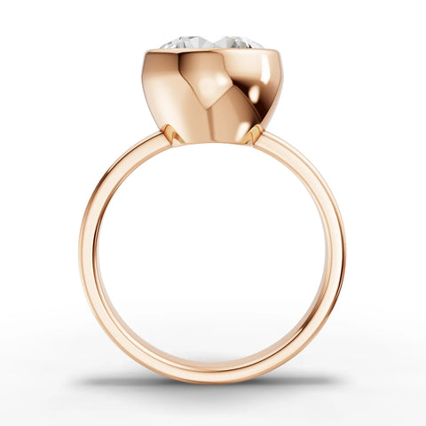 Round Bezel Set Lab Diamond Solitaire Ring · Yellow Gold Engagement Band