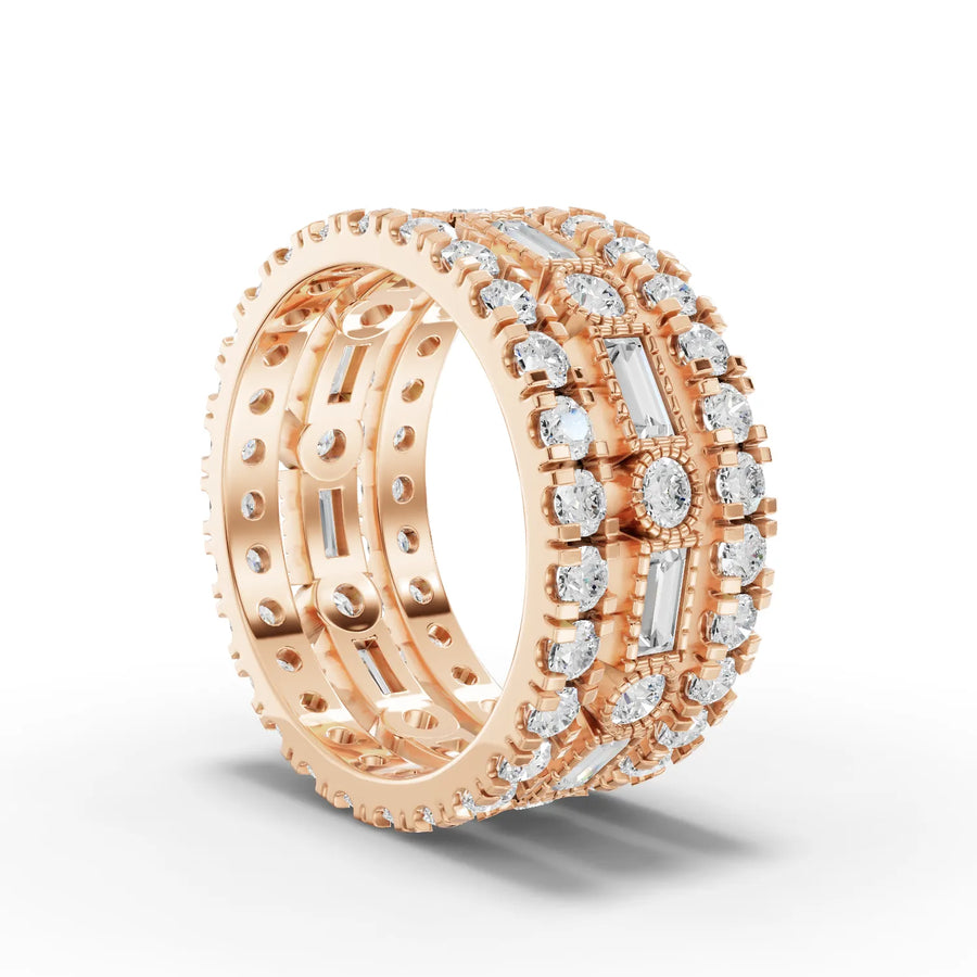 Lab-grown bridal set rose gold close-up