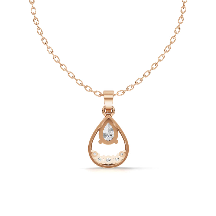0.62 Ct Pear Lab Diamond Halo Pendant