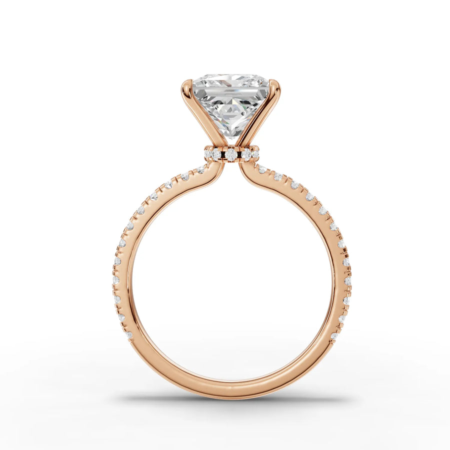 Princess lab-grown ring rose gold close-up