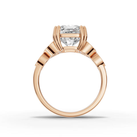 Radiant Cut Lab Diamond Engagement Ring · Cluster Side Stones