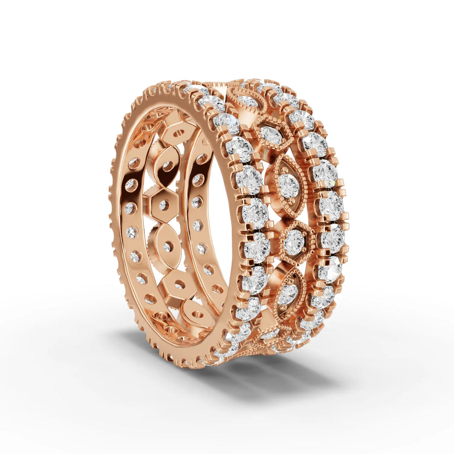 Lab-grown bridal set rose gold close-up