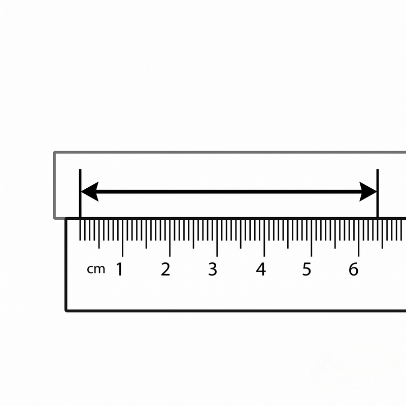 Paper strip laid flat against a millimetre ruler to measure finger circumference