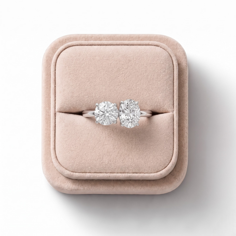 3.00 Ct Round Oval Toi et Moi Lab Diamond Ring