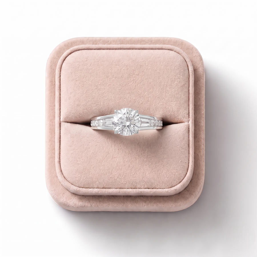 1.46 Ct Round Solitaire Lab Diamond Accent Ring