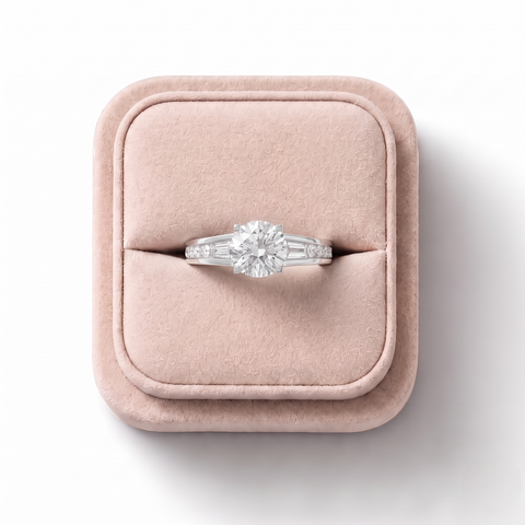 1.46 Ct Round Solitaire Lab Diamond Accent Ring