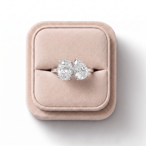2.50 Ct Oval Pear Toi et Moi Lab Diamond Ring