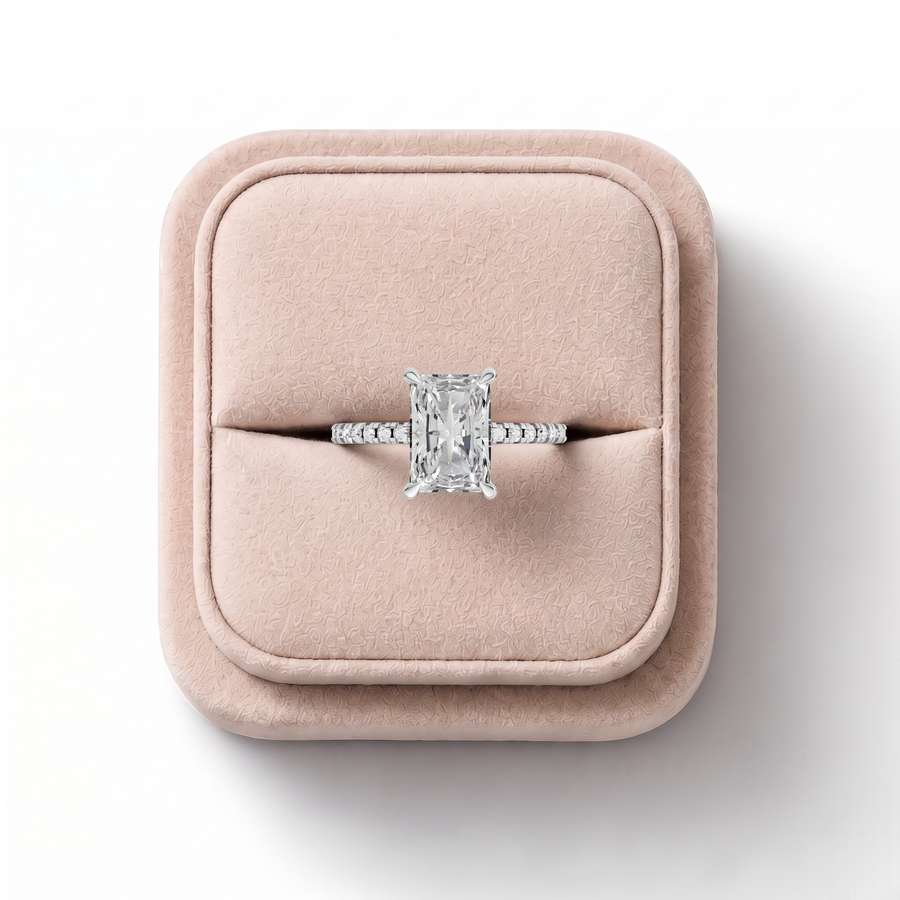 1.73 Ct Radiant Hidden Halo Pavé Ring