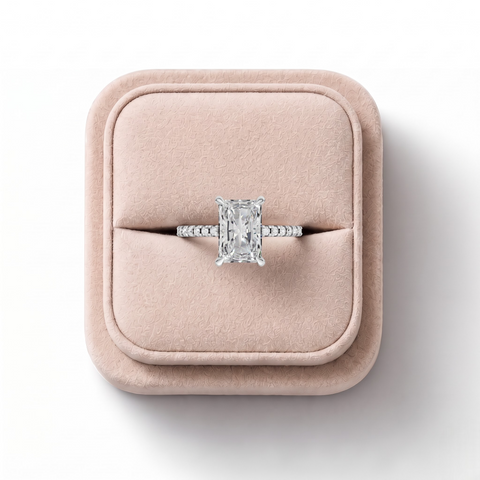 1.73 Ct Radiant Hidden Halo Pavé Ring