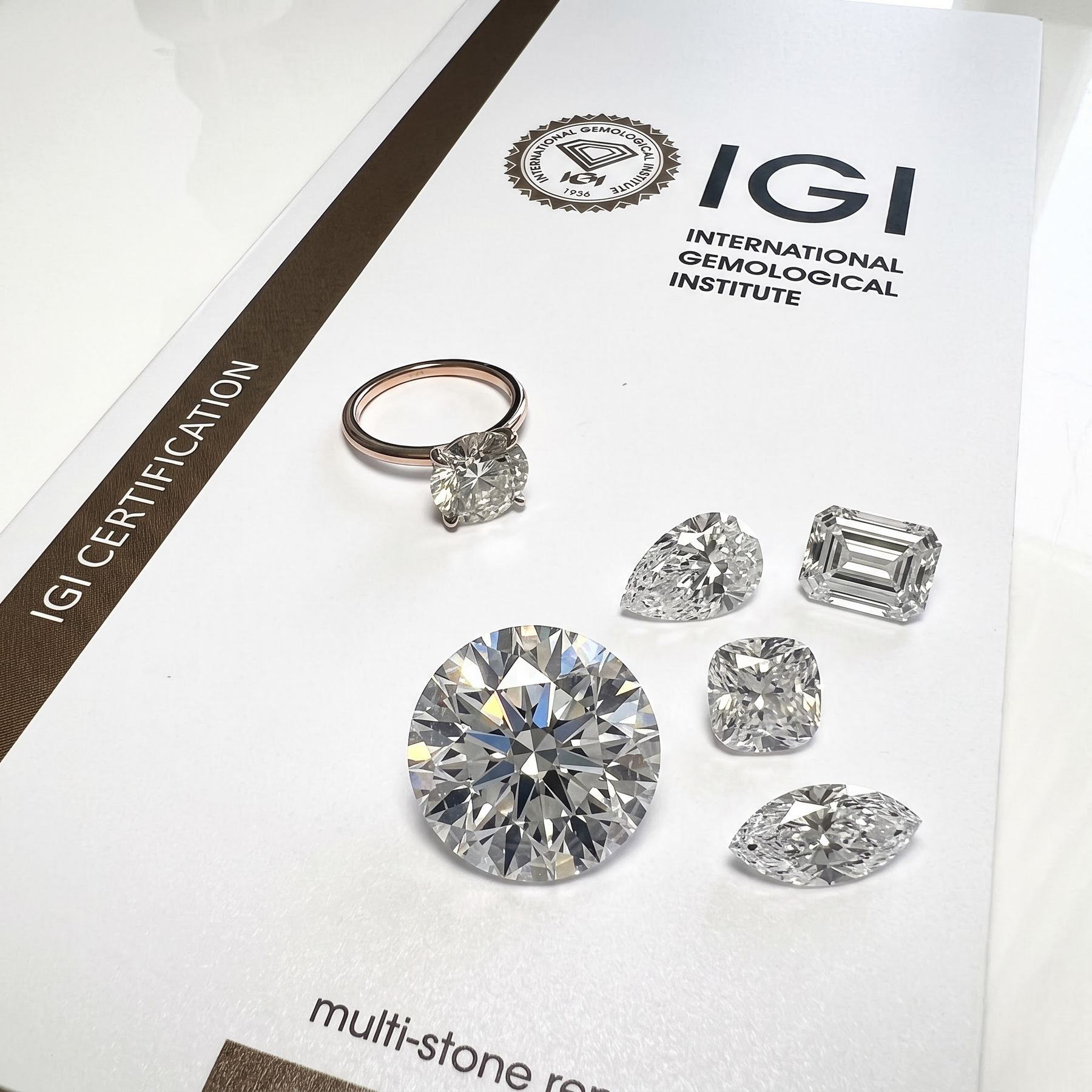 IGI certified lab-grown diamond and grading report from Buvea Jewels