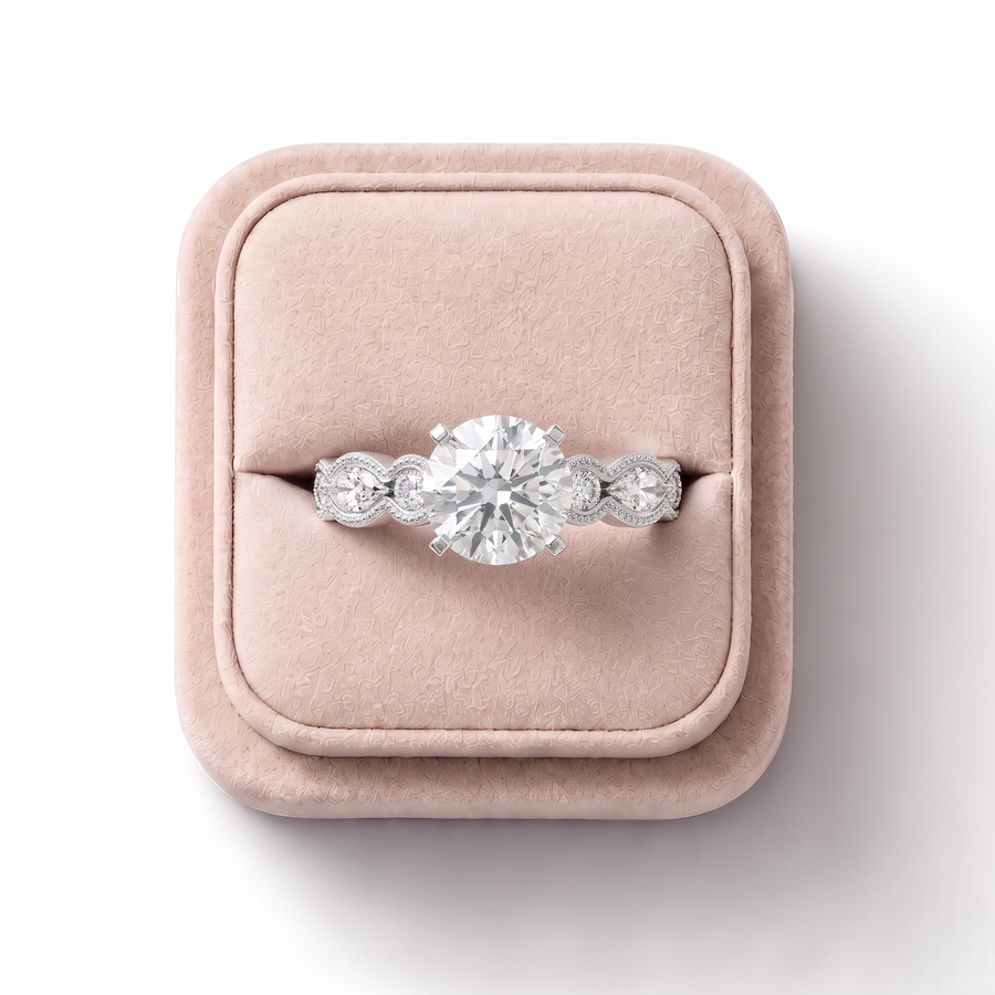 1.51 Ct Round Solitaire With Side Diamond Ring