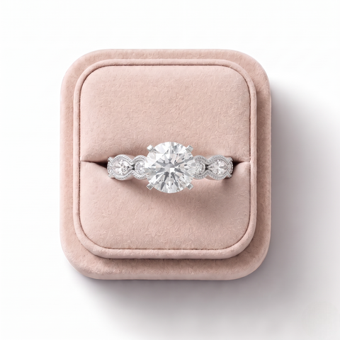 1.51 Ct Round Solitaire With Side Diamond Ring