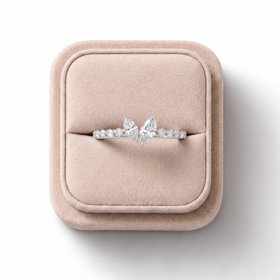 0.25 CT Two Marquise Pavé Lab Diamond Ring