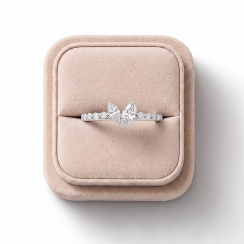0.25 CT Two Marquise Pavé Lab Diamond Ring