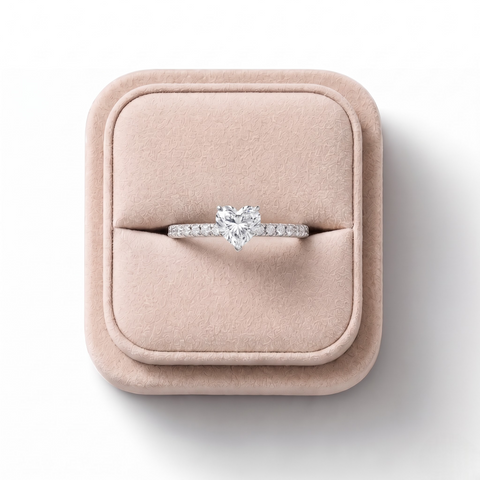 0.73 CT Heart Hidden Halo Pavé Ring