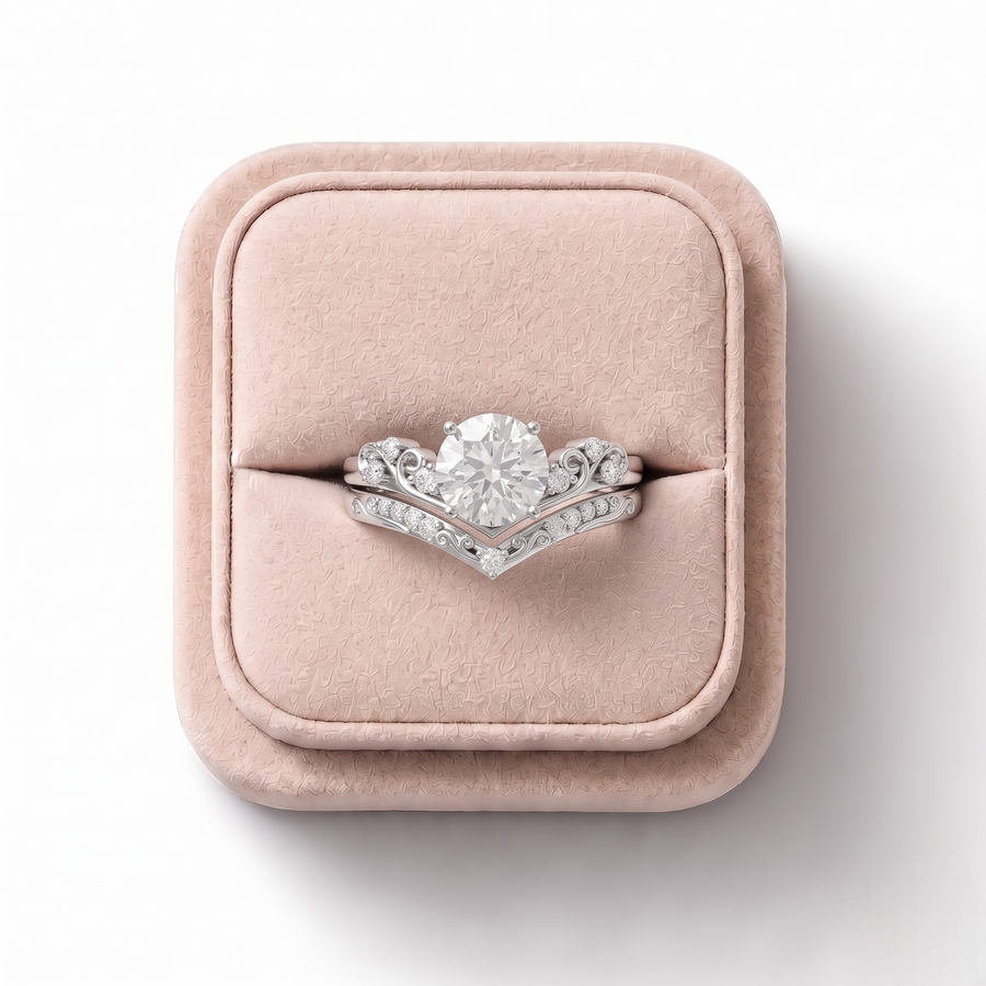 1.11 Ct Round Solitaire With Side Stone Set 1.00 Ct Center