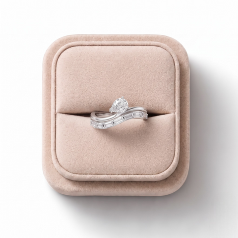 1.51 Ct Pear Solitaire With Baguettes Bypass Ring