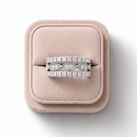 1.77 Ct Round Full Eternity Bridal Set