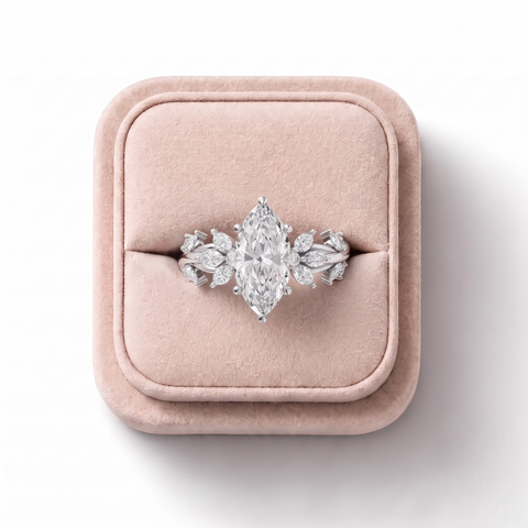 3.02 Ct Marquise Solitaire With Side Diamond Ring
