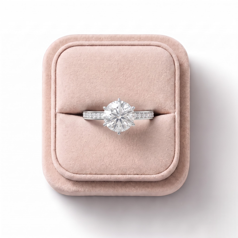 2.26 Ct Round Solitaire Pavé Band 1.50 Ct Center