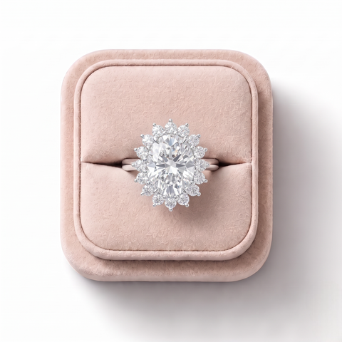 3.46 Ct Oval Halo Lab Diamond Ring