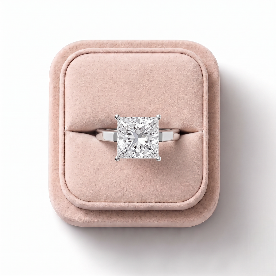 2.00 Ct Princess Solitaire Basket Set Ring