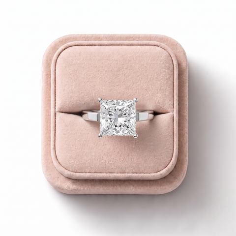 2.00 Ct Princess Solitaire Basket Set Ring