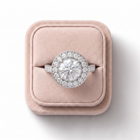 2.75 Ct Round Halo With Accent Band