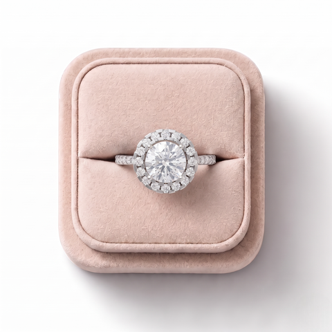 1.52 Ct Round Halo With Pavé Band Ring