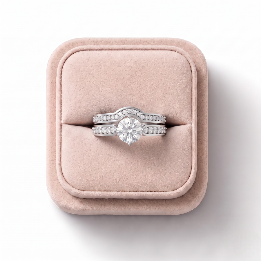 1.50 Ct Round Solitaire With Side Diamond Band