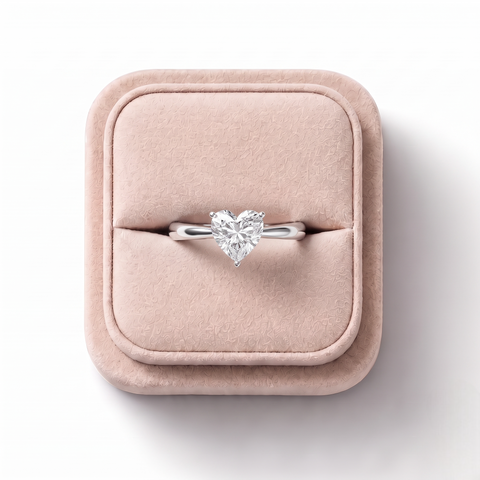 1.00 Ct Heart Solitaire Lab Diamond Ring