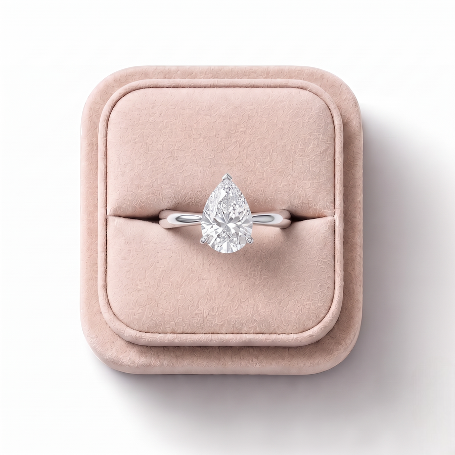 1.00 Ct Pear Solitaire Lab Diamond Ring