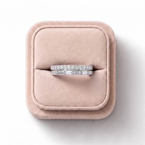 1.03 Ct Round Baguette Half Eternity Band