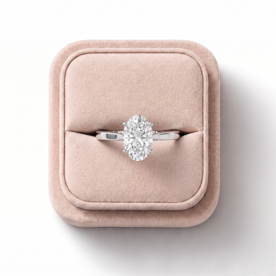 0.86 Ct Oval Hidden Halo Lab Diamond Ring